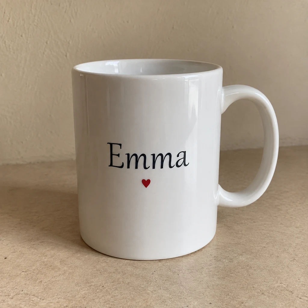 Plain photo of a personalised mug before AI product photography