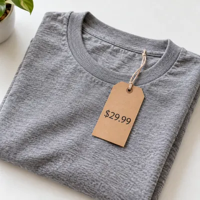 T-shirt hang tag edited from $39.99 to $29.99