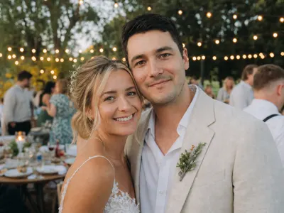 Same wedding portrait with the bride's eyes naturally open